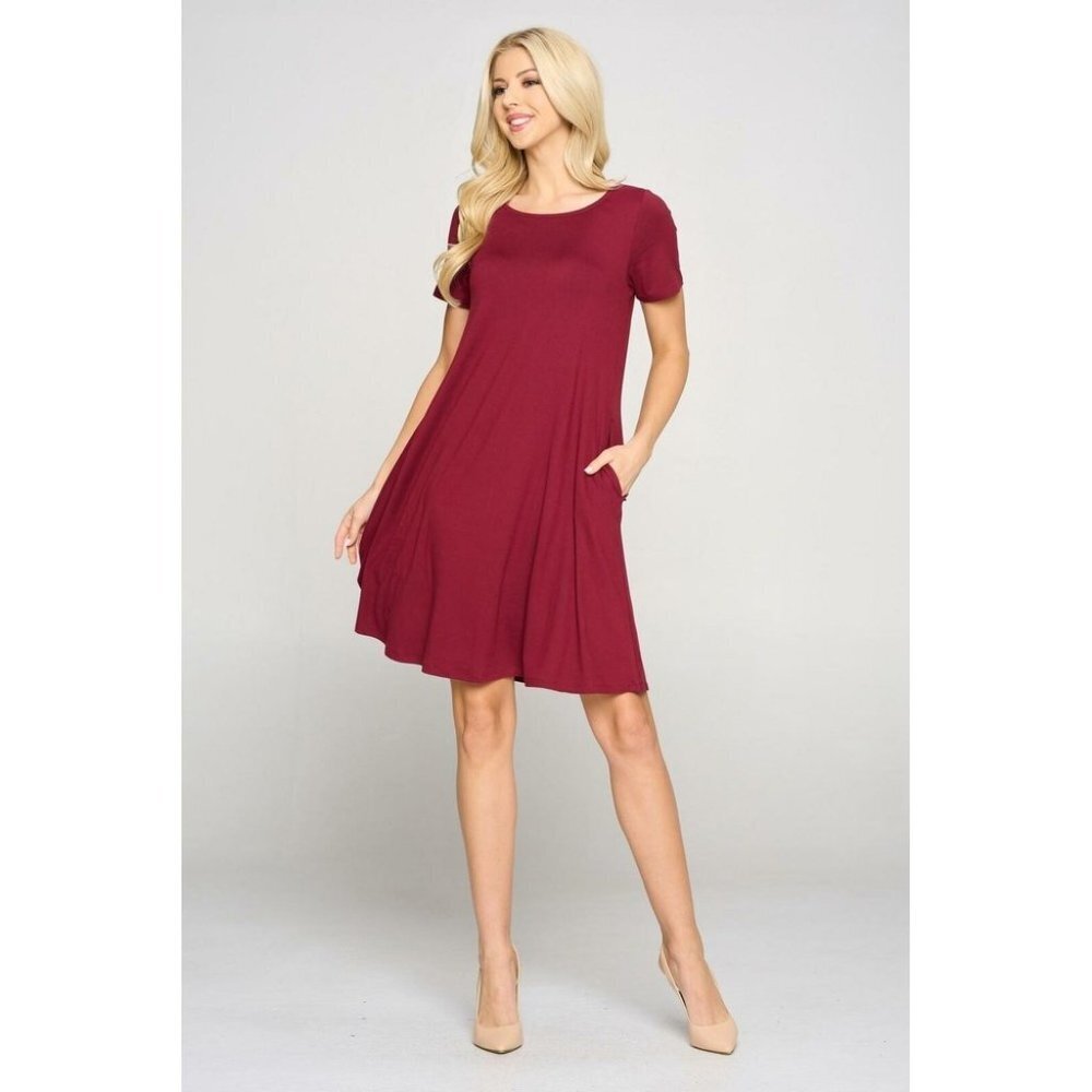 Women's Short Sleeve A-line Dress with Pockets